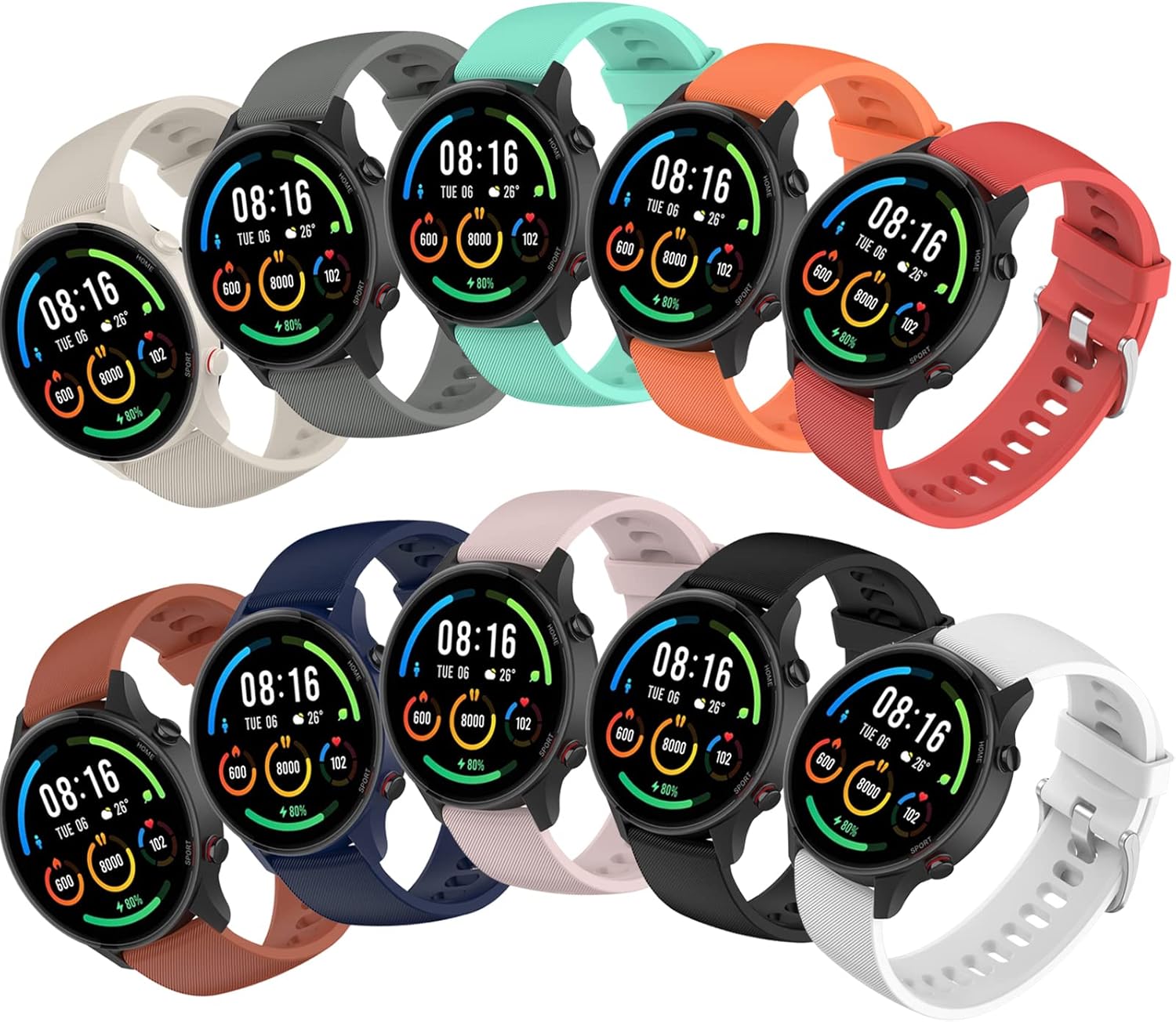 Bands Compatible for Xiaomi Mi Smartwatch Watch S1 ActiveS1 Pro Straps, 10 Pack Soft Silicone Wristband Replacement Bracelets for MI Watch Color Sport2 ProS1S2S3S4