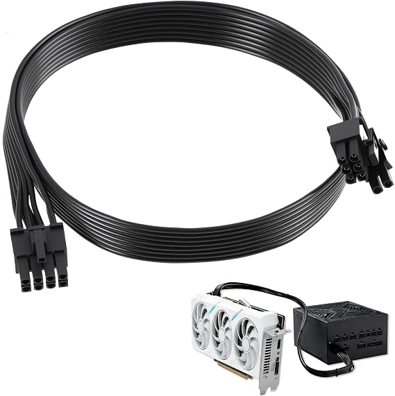 PCIE Cable for Corsair Modular PSU, 8 Pin to 6+2 Pin PCIE Power Cable, Modular Cable, GPU Power Cable with Braided Design, Compatible with Thermaltake, ARESGAME for High-Performance GPUs, 65cm