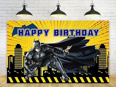 Hero Backdrop for Birthday Party Decorations Yellow Background for Party Cake Table Decorations Superhero Black Theme Banner 5x3ft