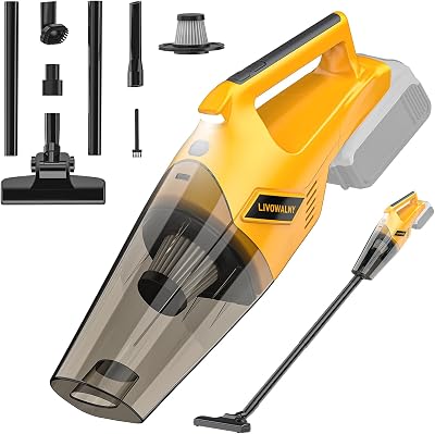 2024New Cordless Handheld Vacuum Cleaner for DeWALT 20V Battery, 200W Handheld Electric Power Vacuum Cleaner, Portable Car Vacuum Cleaner for Hardwood Floor Carpet Pet Hair Car OfficeNo Battery