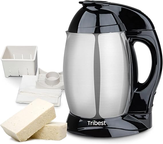 Tribest Soyabella SB-132-220V Deluxe Automatic Nut Milk & Soy Milk Maker Machine with Tofu Maker, Black/Stainless Steel