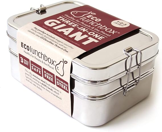 ECOlunchbox Three-in-One Giant Stainless Steel Bento Box (49 oz) 3-Piece