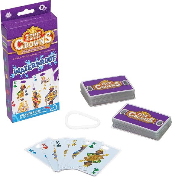 Five Crowns Waterproof Rummy Style Card Game for Kids, Family Game Night | Family Game Night, Travel Games, Screen-Free, Holiday Game, Playing Cards, Collector's Tin, Award-Winning