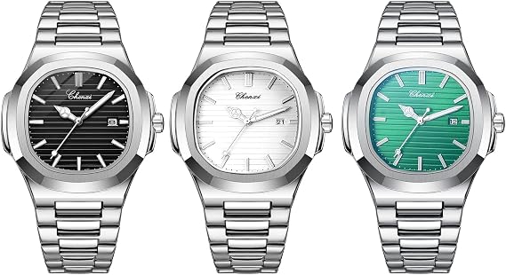 JewelryWe Uhren Herren Damen Analog Quarz Armbanduhr 30m Wasserdicht Edelstahl Armband Geschäfts Beiläufige Uhr mit Leuchtend Zeiger und Uhrenwerkzeug Verschiedene Modelle