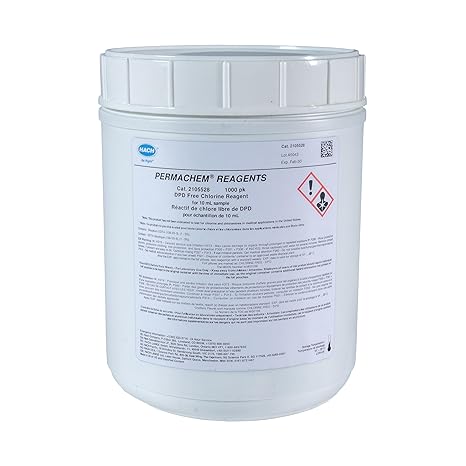 Hach DPD Free Chlorine Reagent Powder Pillows, 10 mL, Pack of 1000, 2105528 | Range 0.022.00 mg/L Cl2, USEPA Accepted Method 8021, Drinking Water & Wastewater Analysis, For Use with Colorimeter