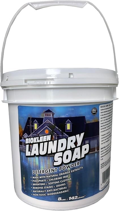Bio-Kleen Products Laundry Soap, Powdered Detergent, 8lb, 142 Loads, Citrus Extract, Biodegradable