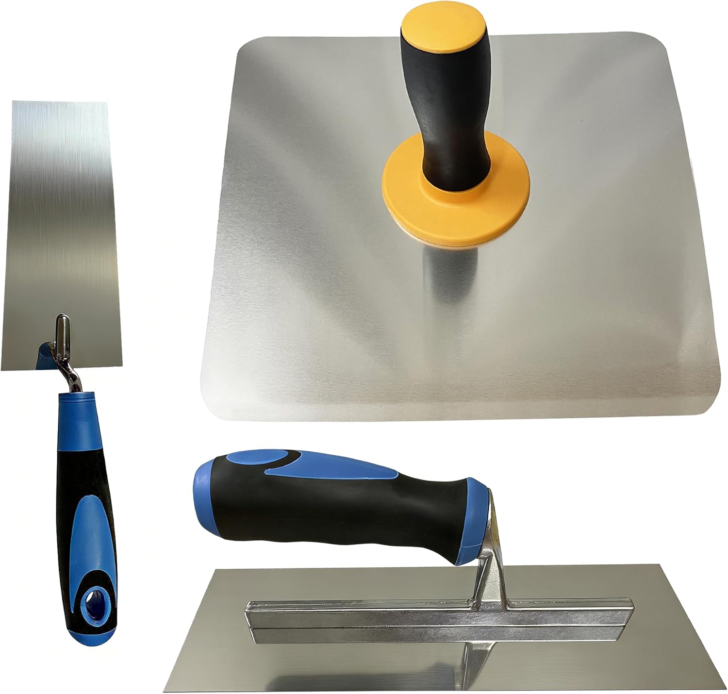 Masonry 3-piece Set: Plasterboard Holder, Bucket, Trowel, Aluminum plastering Axe, Mortar Board with Soft-Grip Handle, Suitable for Cement, Mortar, plasterboard, and Concrete plastering Tools.