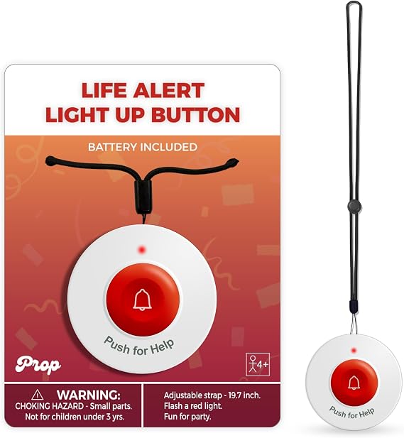 Light-up Fake Life Alert Button Prop 100th Day of School Costume, Fun Emergency Call Button