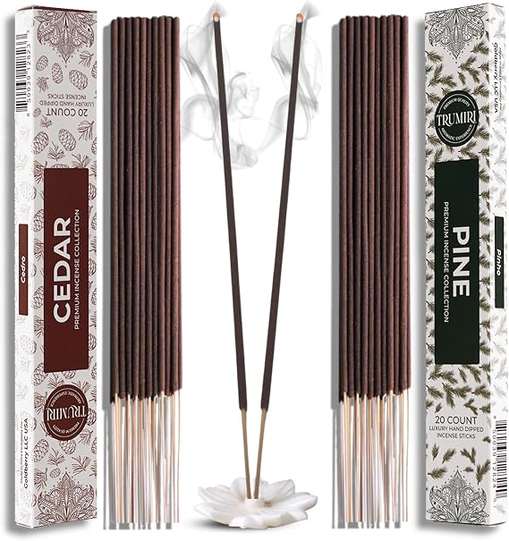Incense Sticks - Combo Pack of 40 Insence-Sticks - 20 Cedar + 20 Pine - Insenses - Insents - Incents - Inscense - Incence - Incienso - All Natural Incense Sticks