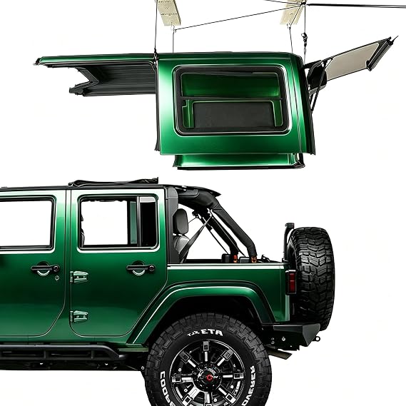 Upgraded Wrangler Hardtop Lift, Fits JK/JL & Ford, Anti-Drop Design for 8-16FT Ceilings with 10 T-Knobs