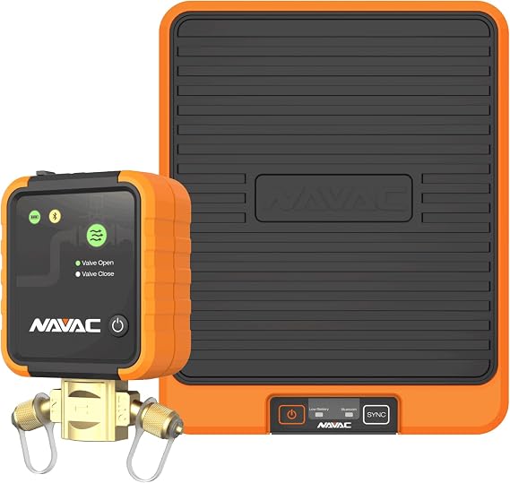 NAVAC SK2SV1 Smart Refrigerant Flow Control Kit - NRS2A Scale & NSV1 Valve - Bluetooth HVAC Tools with Auto Shut-Off & App Control, 220 lb Capacity, Dual Battery Power - Ideal for Charging & Recovery