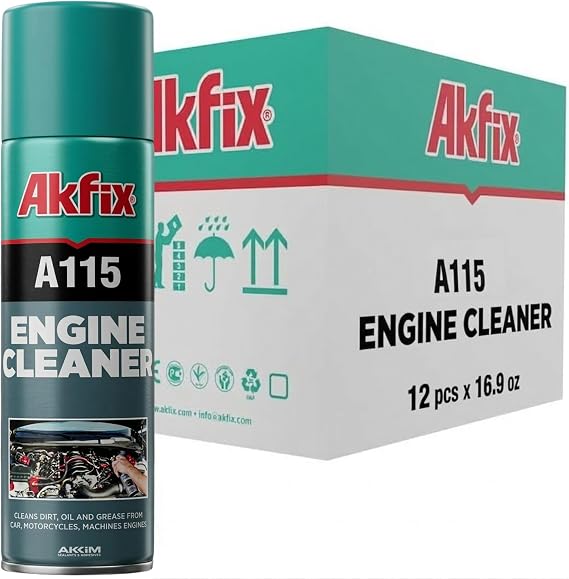 Akfix A115 Engine Cleaner and Degreaser - Quick and Bright Cleaner for Car, Motorcycle, Automotive and Machine Engine - Oil Grease Remover, Degreaser Cleaner Spray | 1 Pack, 16.9 Oz.