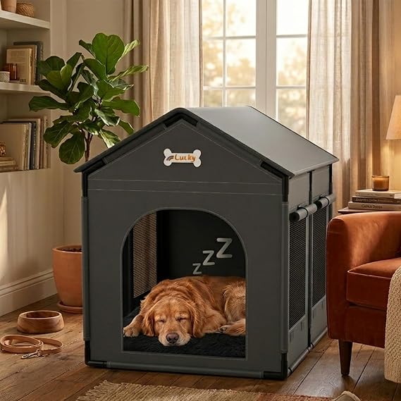 33.9" Dog House Indoor Outdoor Dog Kennel Bed | Dog House with Cushion for Small to Large Dogs Cats, Cozy Cooling Cat Nest Puppy Cave Sofa Pet Products Easy Assembly