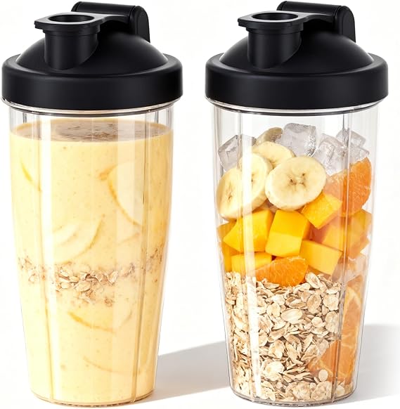 ICUCINA - 28 Oz Blender Cup Replacement with To-Go Lids, Cups for Protein Shakes, BPA Free Smoothie Cups (Pack of 2)