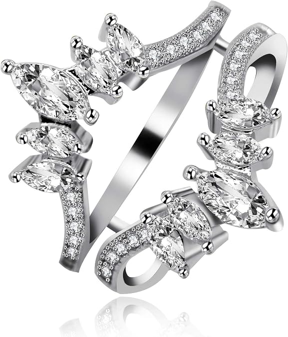 Uloveido Women's 925 Sterling Silver Marquise Cut Cubic Zirconia Wedding Engagement Ring Enhancer Y530