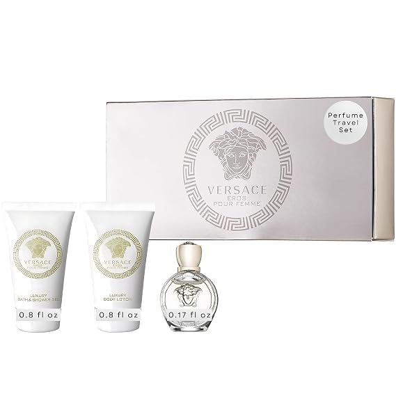 Versace Eros Pour Femme Perfume for Women Travel Mini Gift Set- EDP, Shower Gel, Body Lotion | Shower Gel, Body Lotion