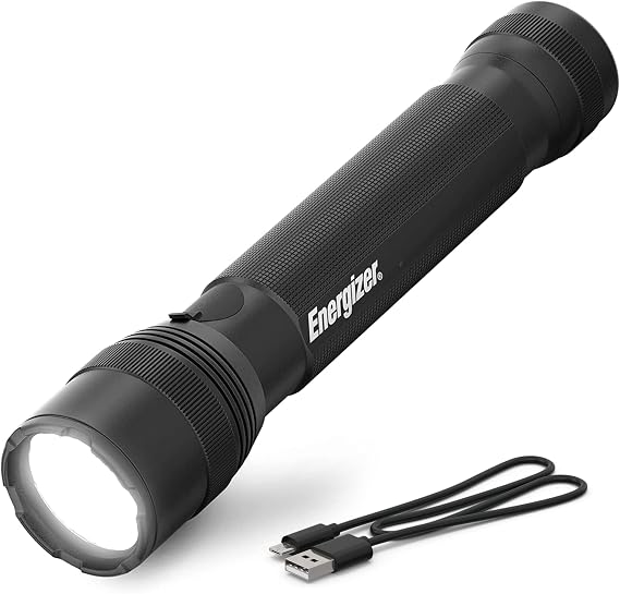 Energizer TacR-1000 Rechargeable Tactical Flashlight, Bright Flashlight for Emergencies, Survival Kit and Camping Gear, Water Resistant, USB Included