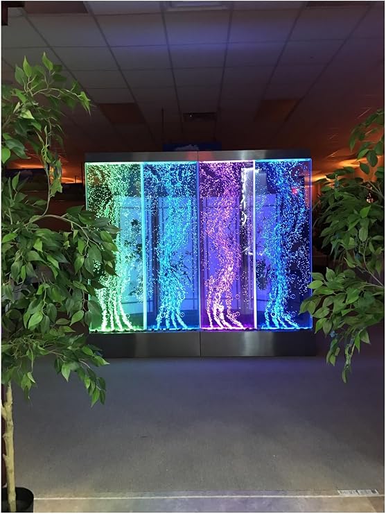 72" Tall x 80 Wide Color Changing Bubble Wall Panel Fountain Remote Controlled, 7 Colors, Low Maintenance, Quiet Air Pumps, Easy Assembly