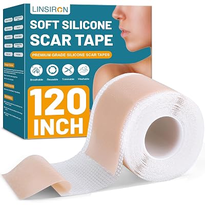 Silicone Scar Tape for Surgical Marks Face Stick Keloid Cover C-Section Strips Wrinkle Cream Lip Sleeping Gel Sheet Tummy Patch Hydrocolloid Roll Soft 1 Pack, 1.6X 120
