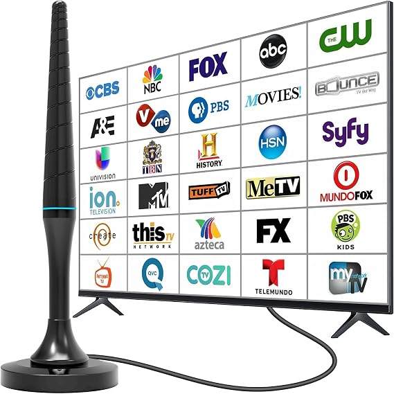 Digital TV Antenna for Smart TV Indoor, HD TV Antenna for Local Channels | HDTV Antenna with Magnetic Base & 360 Reception for Smart TVs, 4K 1080P Antennas for TV Without Cable, 10FT Cable Easy Setup
