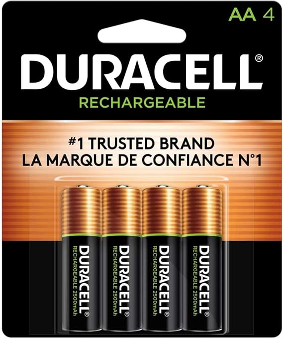 Duracell AA NiMH rechargeable blister pack, 4 per pkg. 2500mAh