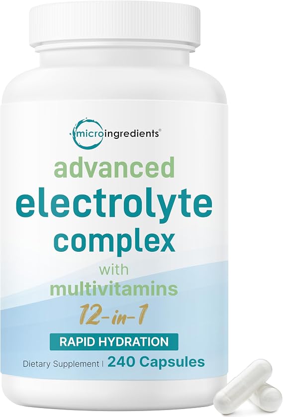 Advanced Electrolyte Complex Capsules for Hydration, 240 Count Salt Pills with Himalayan Pink Salt, Sodium, Potassium & Magnesium Sugar Free Electrolyte Tablets with Vitamin D3 & B1, Zinc