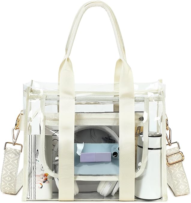 getgto Clear Bags for Women Tote Bag, Crossbody Bag, Stadium Approved Clear Purse for Sports Events, Concert, Work & Beach