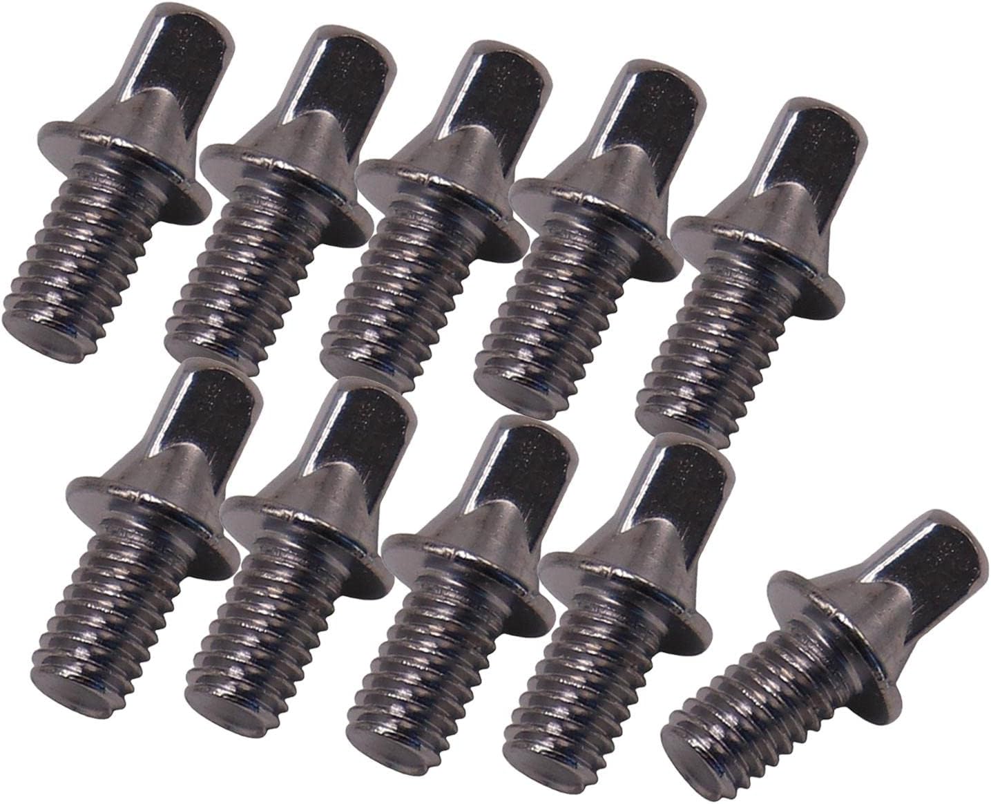 rockible 10 Pieces Rustproof Metal Drum Tension Rods Smooth Deep Thread Percussion Hardware for Snare Drum Parts, M6X10mm
