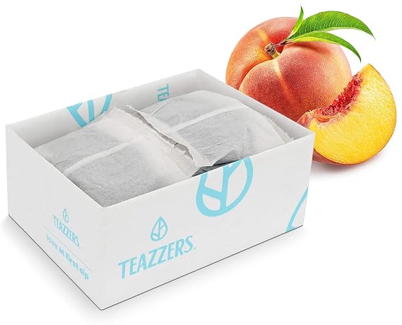 Teazzers Premium Peach Black Tea Bags Great for Foodservice Commercial Ice Tea Brewers | Unsweetened USA-Made Bulk Tea for Restaurants, Cafes & Home Brewing (2 Ounce, 48 Count)