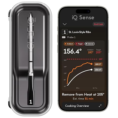 CHEF iQ Sense | Smart Wireless Meat Thermometer | Ultra-Thin Probe | WiFi Unlimited Range | 1000F Heat Safe | 5 Sensors | BBQ, Grill, Oven, Smoker, Air Fryer | Gen3