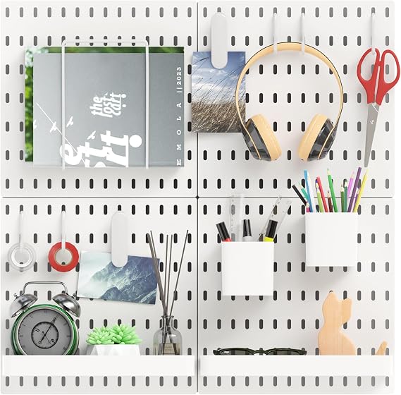 Plastic 15pcs Pegboard Wall Organizer Kit, 11x11, White
