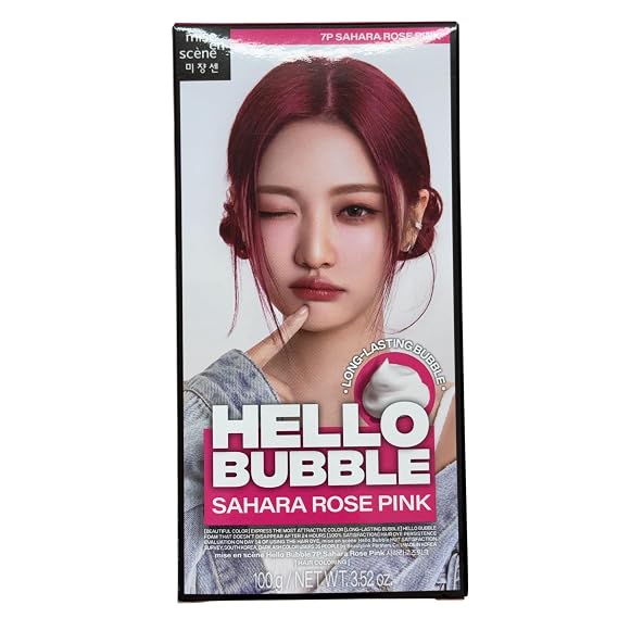 Hello Bubble Hair Color Dye Set Korean - Pack of 1 (7P Sahara Rose Pink)