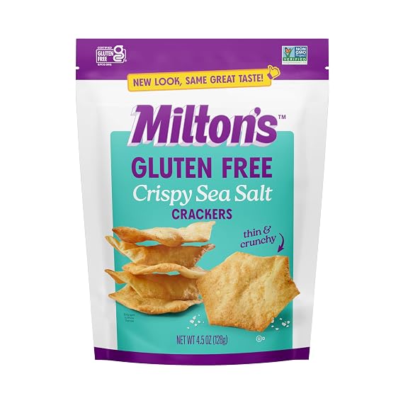 Miltons Gluten Free Crackers, Crispy Sea Salt - Non-GMO Project Verified, Kosher, Certified Gluten Free Snack, 5 Grains In Every Bite - 4.5 Oz