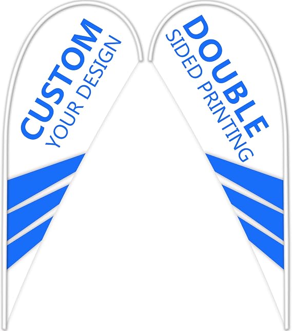 Custom Feather Flag, Polyester Advertising Flags for Outside, Personalized Double Sided Flag Signs, 65.35x29.53in, Waterproof, Multiple Occasions