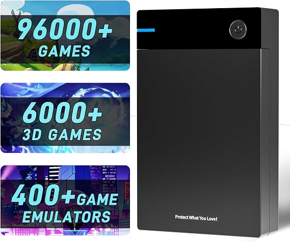 Kinhank 12tb Retro Game Hard Drive with 96000+ Games, Retro Game Consoles Compatible with 400+ Emulators, 6000+3D Games, Portable Game Hard Drive Disk Compatible with Win 7/8/10/11