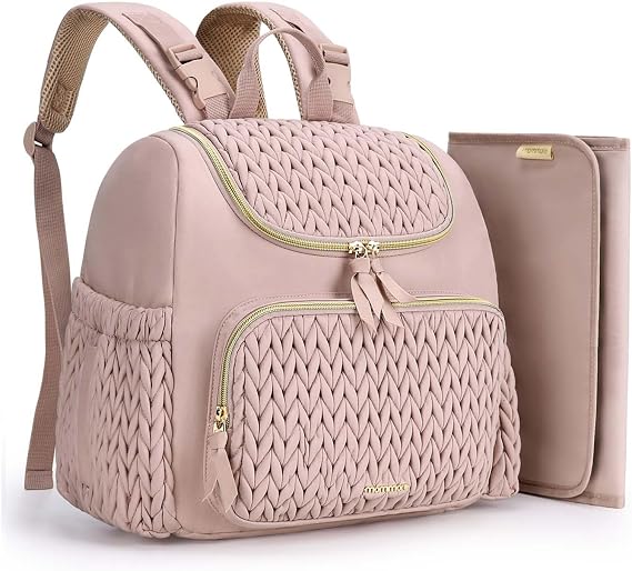 mommore Diaper Bag Backpack, Stylish Mini Travel Bag with Changing Pad