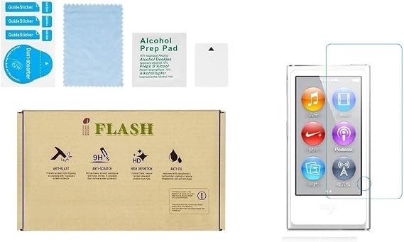 IFLASH [3 Pack Crystal Clear Tempered Glass Screen Protector Compatible with Apple iPod Nano 7th / 8th Generation - Bubble Free/HD Crystal Clear Version