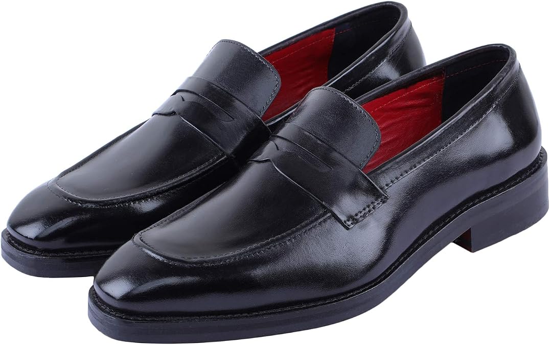 Lethato Men's Handcrafted Genuine Leather Penny Slip-On Leather Lined Loafer
