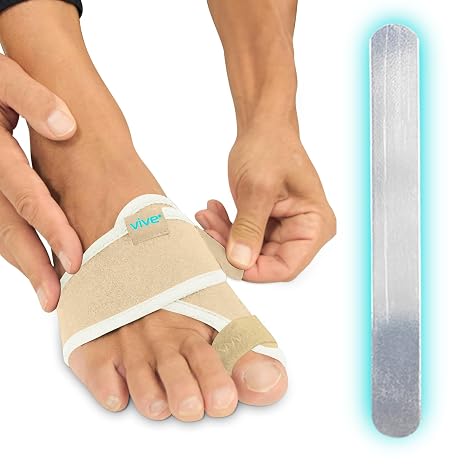 Vive Bunion Brace (Pair) - Big Toe Corrector Straightener with Splint | Hallux Valgus Pad, Joint Pain Relief, Alignment Treatment - Orthopedic Sleeve Foot Wrap Support for Men and Women (Beige)