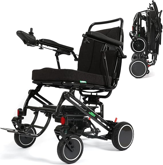 JBH Super Lightweight Carbon Fiber 39lbs Folding Electric Power Wheelchairs, Compact Motorized Wheelchair, Portable Foldable Carry Wheelchair, Durable Powered Wheelchairs