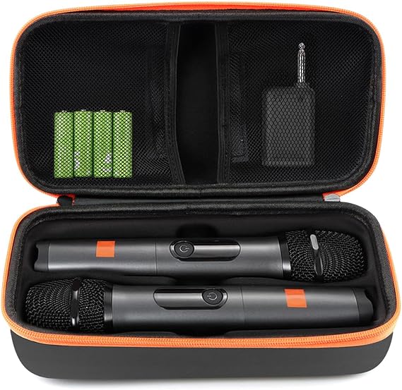 Wireless Microphone Case, Handheld Mic Storage Case with 2 Slots