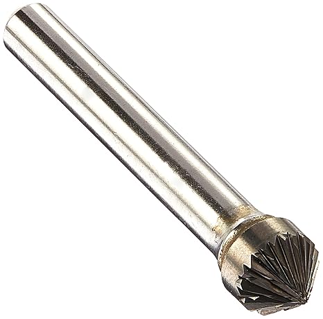 KCT127543 USA Made SK-3 Carbide Bur, 90 Degree Angle, Double Cut, 3/8" Diameter, 1/4" Shank
