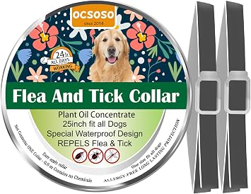 Flea Collar for Dogs and Cats, Dogs Flea and Tick Collar, Pet Flea & Tick Collar Fit of Large Medium Dog and Cat - 25 Inch