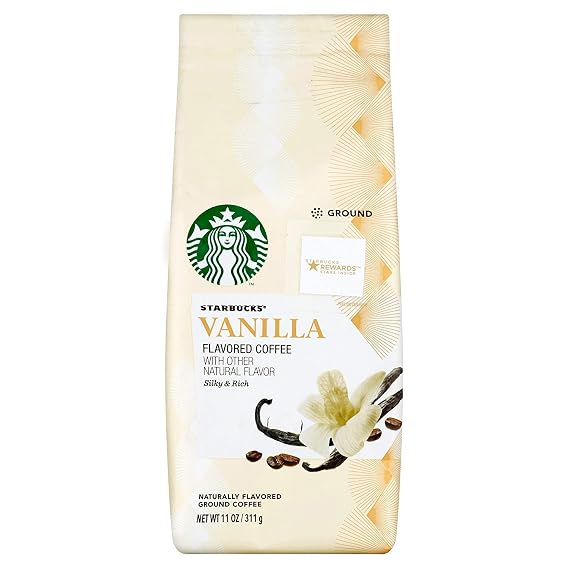Starbucks Flavored Ground Coffee, Vanilla - Velvety & Rich, Made without Artificial Flavors - 11 OZ (Pack of 1)
