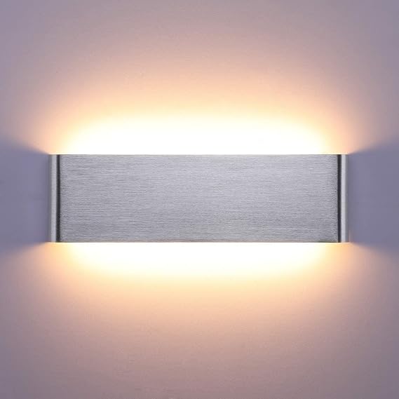 16W LED Wall Lamp Indoor with Up Down Light IP44 Pure Aluminum Modern Wall Sconce Silve e for Bedroom Corridor Living Room Staircase etc Warm White [Energy Class E]