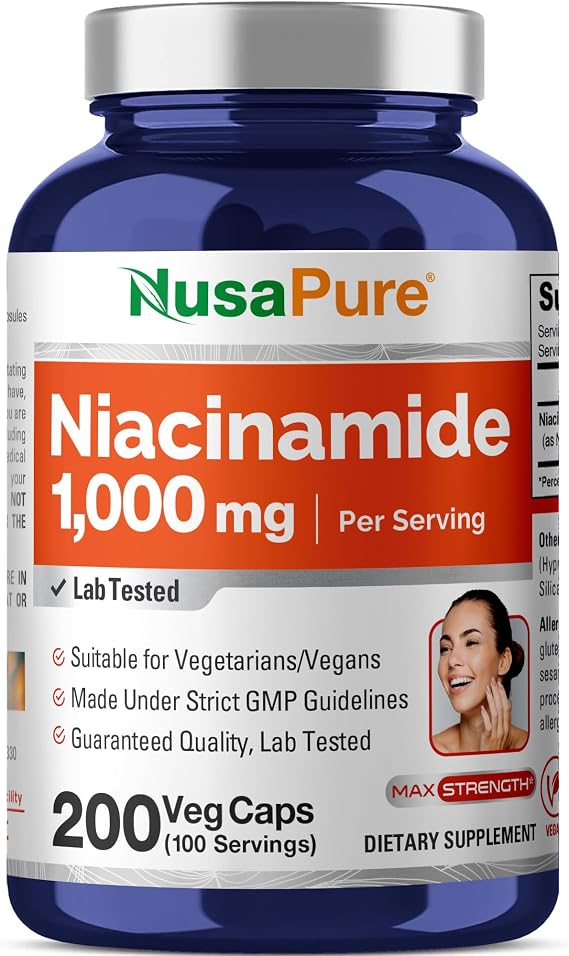 Niacinamide Vitamin B-3, Flush Free, Vegan, 1000mg, 200 Caps - 100 Servings