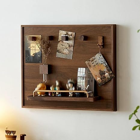 Solid Wood Breaker Box Decorative Cover with Shelf, Flip-Up Electrical Panel Cover Decorative, Fuse Box Cover Cabinet for Home Room Wall Decoration(Brown,21.7x17.7in/55x45cm)