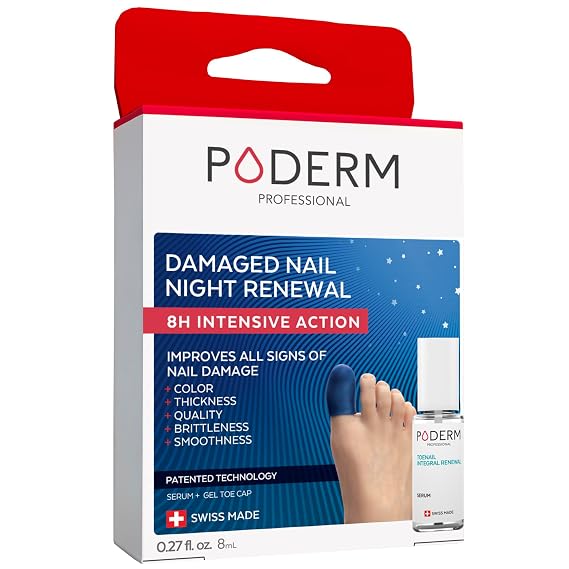 PODERM TOENAIL NIGHT RENEWAL - Podiatrist-developed 8h Intensive Action + Protective Cap - Targets The 5 Signs Of Toenail Damage While You Sleep - Improves Appearance