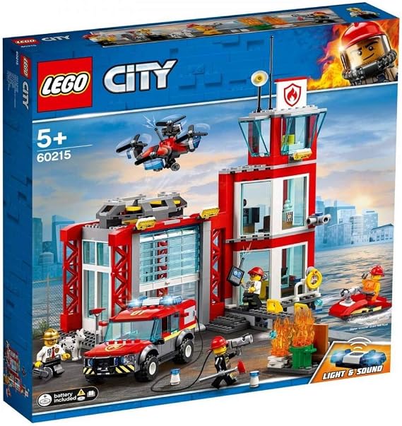 LEGO City Fire Station 60215 Fire Rescue Tower Building Set with Emergency Vehicle Toys Includes Firefighter Minifigures for Creative Play (509 Pieces)