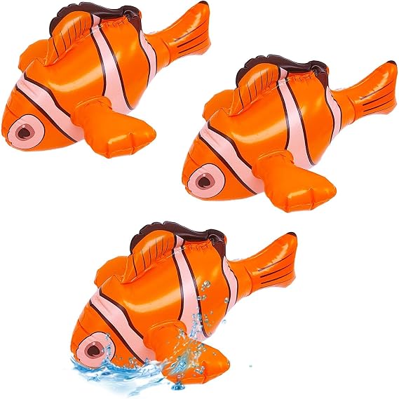 3 Pcs Inflatable Clown Fish, Inflatable Pool Toy Fish, Beach Pool Inflatable Fish, Child Fun Tropical Fish Decoration for Party Beach Theme Summer Celebrations Photo Props Pool Party
